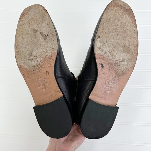 Valentino Rockstud Ankle Bootie Studded Strap Leather Chelsea Flat Boots - Picture 8 of 13